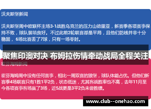 聚焦印澳对决 布姆拉伤情牵动战局全程关注 聚焦印澳对决 布姆拉伤情牵动战局全程关注